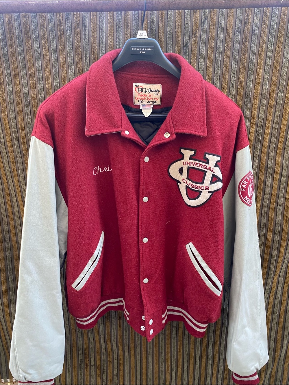 Men's Red & White Y2K university Classics Varsity Jacket